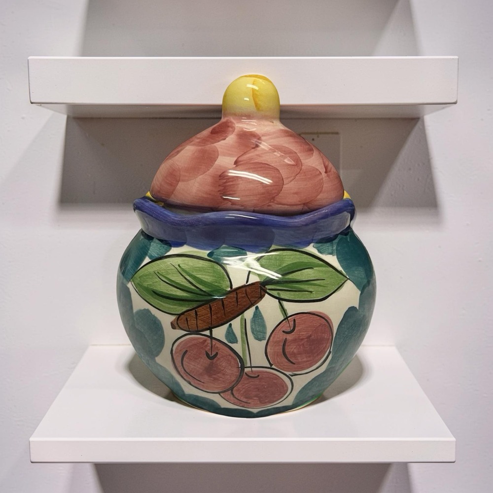 Tabletops Unlimited Fruita de Rosa Sugar Bowl Hand Painted‎ Ceramic 1994 Vintage